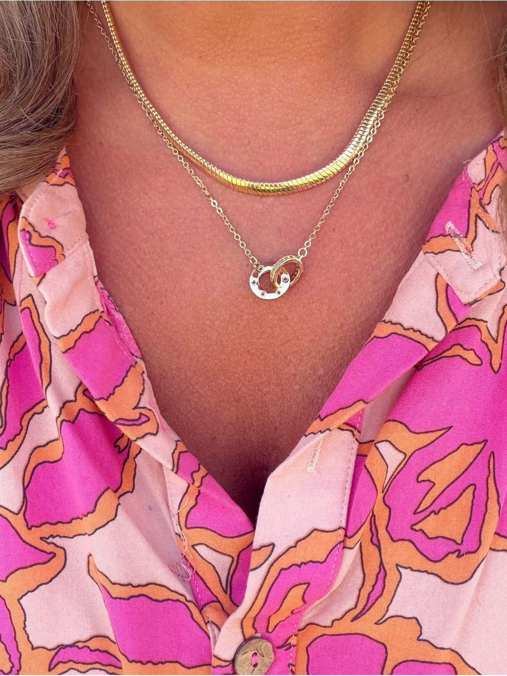 Park Lane “CELINE” Dainty Linked Circles Gold Necklace - Picture 6 of 9